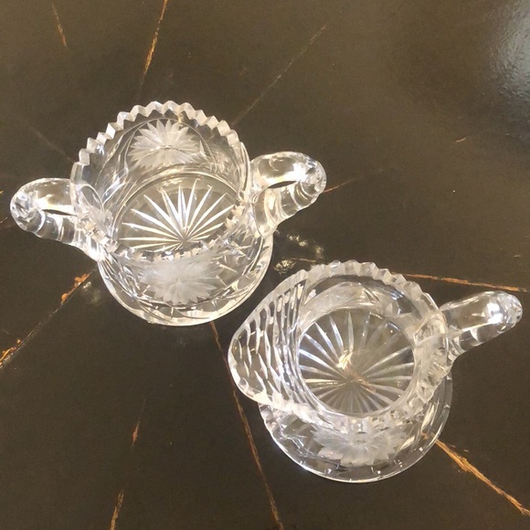 Vintage Elegant Cut Etched Glass Creamer and Sugar Bowl Set - Picture 7 of 8